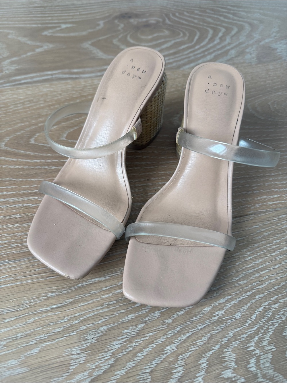 a new day Woven Heel Sandals with Clear Straps Size 5.5